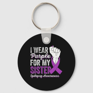 Porte-clés Je Porte Du Purple Pour Ma Soeur Ribbon Epilepsy A