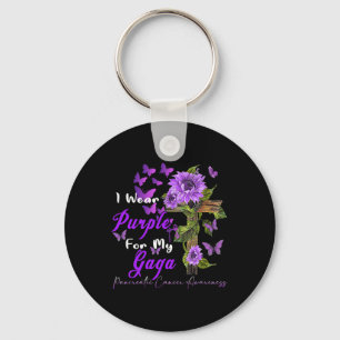 Porte-clés Je Porte Du Purple Pour Mon Gaga Pancréatique Canc