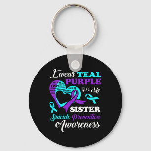 Porte-clés Je Porte Du Purple Turquoise Pour La Prévention Su