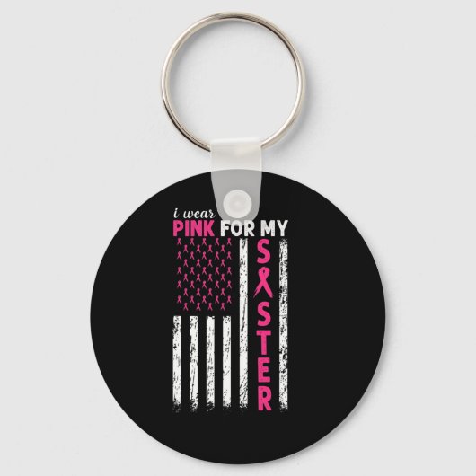 Porte-clés Je Porte Du Rose Pour Ma Soeur Sensibilisation Au (Recto)