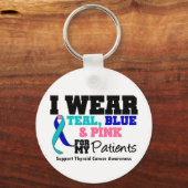 Porte-clés Je Porte Du Ruban Cancer Du Thyroïde Pour Mes Pati (Recto)