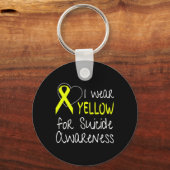 Porte-clés Je Porte Du Ruban Jaune Pour Sensibiliser Au Suici (Recto)