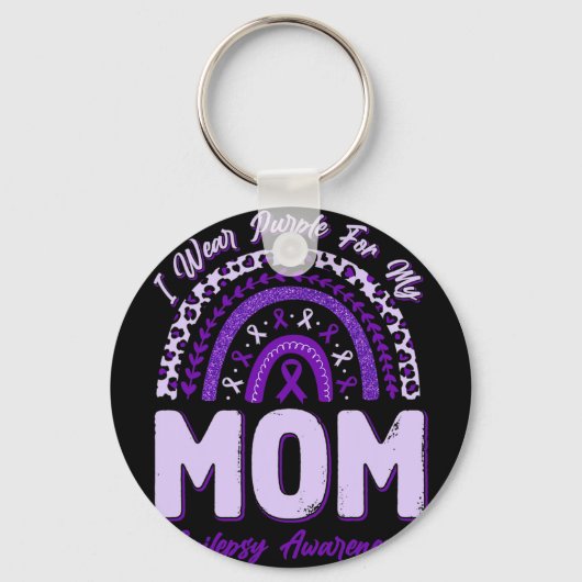 Porte-clés Je Porte Du Violet Pour Ma Mère Sensibilisation À  (Recto)