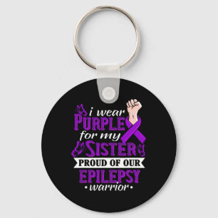 Porte-clés Je porte du violet pour ma sœur Guerrière de l'épi