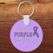 Porte-clés Je Porte Du Violet Pour Mon Fils (Ruban Violet) (Recto)