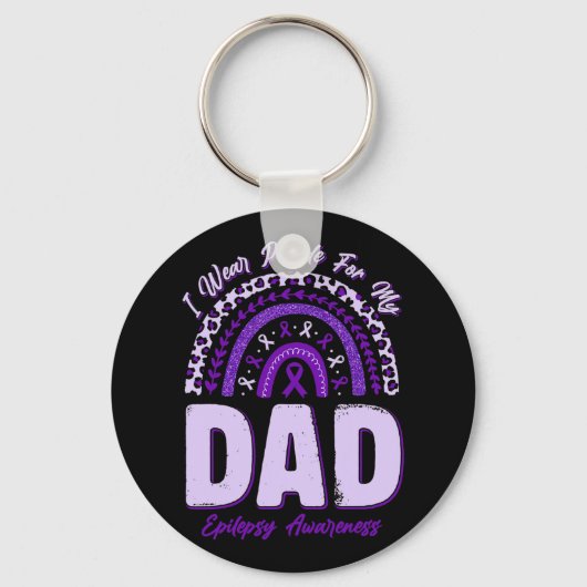 Porte-clés Je Porte Du Violet Pour Mon Père Epilepsie Sensibi (Recto)