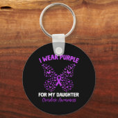 Porte-clés Je Porte Du Violet Pour Sensibiliser Ma Fille À La (Recto)
