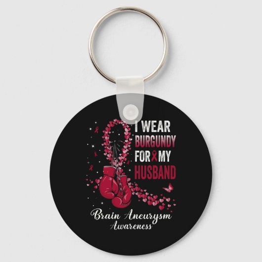 Porte-clés Je Porte La Bourgogne Pour Mon Mari Aneurysme Cerv (Recto)