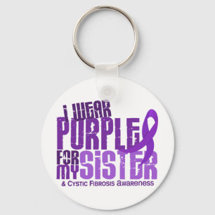 Porte-clés Je porte le pourpre pour ma mucoviscidose de la