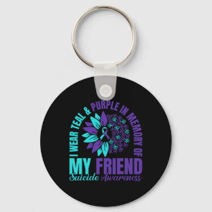 Porte-clés Je Porte Le Purple Turquoise En Mémoire De Mon Ami
