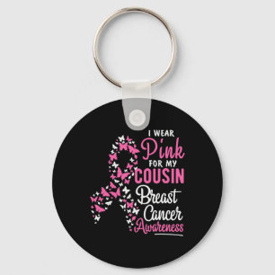 Porte-clés Je Porte Le Rose Pour Ma Cousin Sensibilisation Au