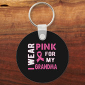 Porte-clés Je porte le rose pour ma grand-mère Sensibilisatio (Recto)