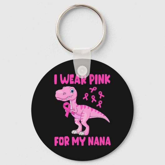 Porte-clés Je Porte Le Rose Pour Ma Nana Conscience Du Cancer (Recto)