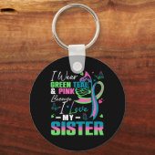 Porte-clés Je Porte Le Rose Turquoise Vert Parce Que J'Aime M (Recto)