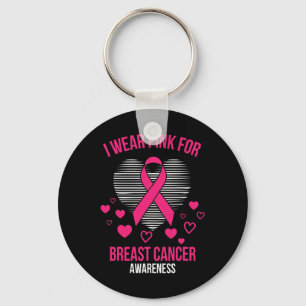 Porte-clés Je porte le ruban rose Coeur Cool Cancer du sein p