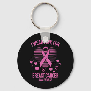 Porte-clés Je porte le ruban rose Coeur Cool Cancer du sein p