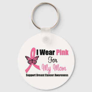 Porte-clés Je porte le ruban rose de papillon pour ma maman