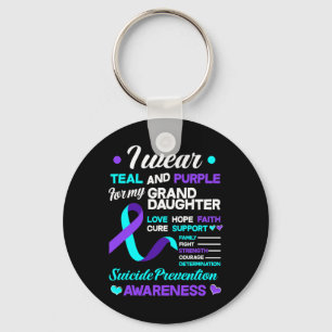 Porte-clés Je Porte Le Suicide Turquoise Et Violet Pour Ma Gr