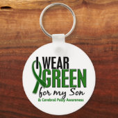 Porte-clés Je Porte Le Vert Pour Mon Fils 10 Cérébral Palsy (Recto)
