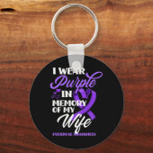 Porte-clés Je Porte Le Violet En Mémoire De Mon Épouse Surdos (Recto)