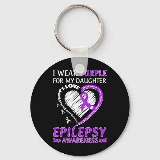 Porte-clés Je Porte Le Violet Pour Ma Fille Sensibilisation À (Recto)