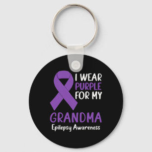 Porte-clés Je porte le violet pour ma grand-mère Epilepsie Se