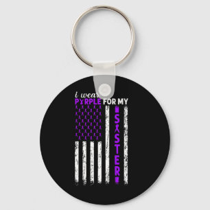 Porte-clés Je Porte Le Violet Pour Ma Soeur Cancer Pancréatiq