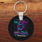 Porte-clés Je Porte Le Violet Turquoise Pour Mon Fils Prévent (Recto)