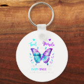 Porte-clés Je Porte Le Violet Turquoise Pour Quelqu'Un Préven (Recto)