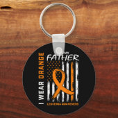 Porte-clés Je Porte Orange Papa Père Leucémie Sensibilisation (Recto)
