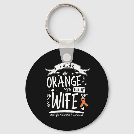Porte-clés Je Porte Orange Pour Ma Femme Ms Multiple Sclerosi (Recto)