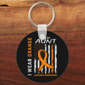 Porte-clés Je Porte Orange Pour Ma Tante Leucémie Sensibilisa (Recto)