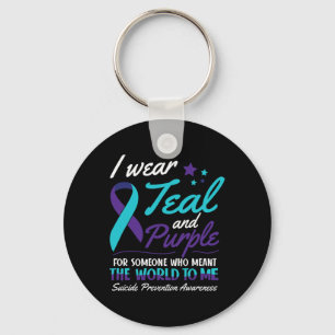Porte-clés Je Porte Suicide Turquoise Et Violet Sensibilisati