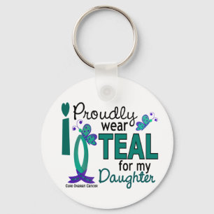 Porte-clés Je porte Teal pour mon Cancer ovarien de la fille