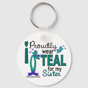 Porte-clés Je porte Teal pour mon Cancer ovarien de la soeur