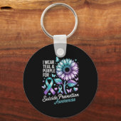Porte-clés Je Porte Turquoise & Purple Pour La Prévention (Recto)