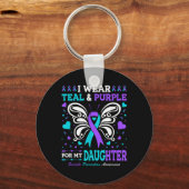 Porte-clés Je Porte Turquoise & ; Purple Pour Ma Fille (Recto)