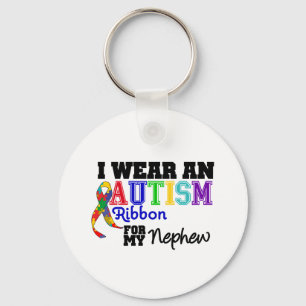 Porte-clés Je porte un ruban d'autisme pour mon neveu