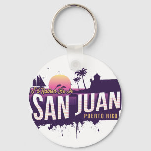 Porte-clés Je préférerais être à San Juan Porto Rico Vintage