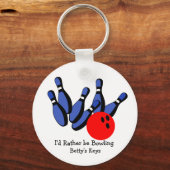 Porte-clés Je préférerais être Bowling, Personnalisé (Recto)