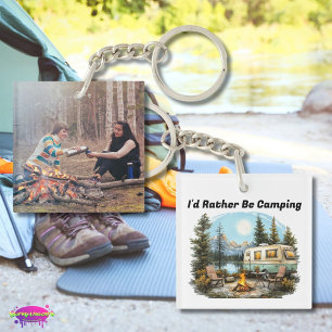 Porte-clés Je préférerais être Camping Photo