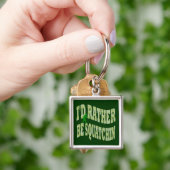 Porte-clés Je préférerais être un camo vert Squatchin (main)