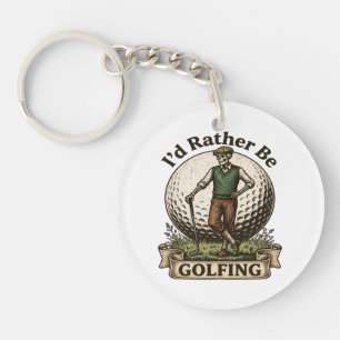 Porte-clés Je préférerais jouer au golf