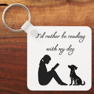 Porte-clés Je préférerais lire avec mon chien