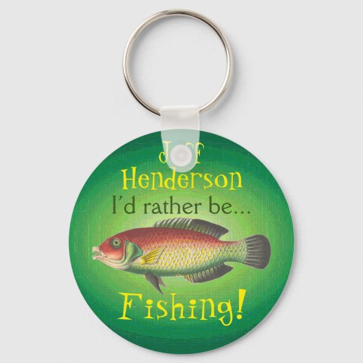 Porte-clés Je Préférerais Pêcher ! Personnalisé (Recto)