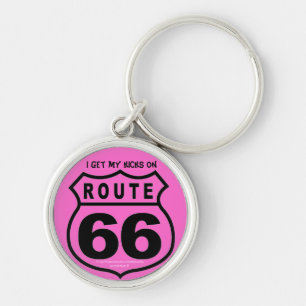 Porte-clés "Je prends mon pied sur la Rt 66"
