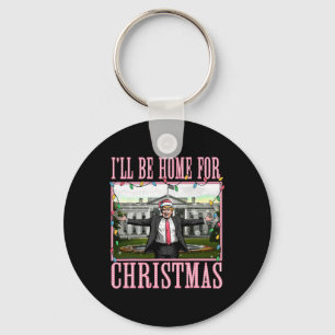 Porte-clés Je serai à la maison pour Noël Drôle de Père Noël