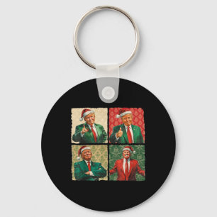 Porte-clés Je serai à la maison pour Noël Funny Trump Xmas Pè