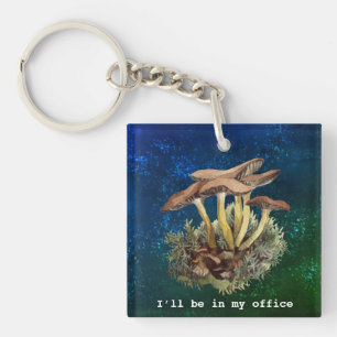 Porte-clés Je serai dans mon bureau Champignons aquarelle