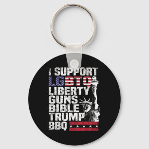 Porte-clés Je Soutiens Lgbtq Liberty Guns Bible Trump Bbq